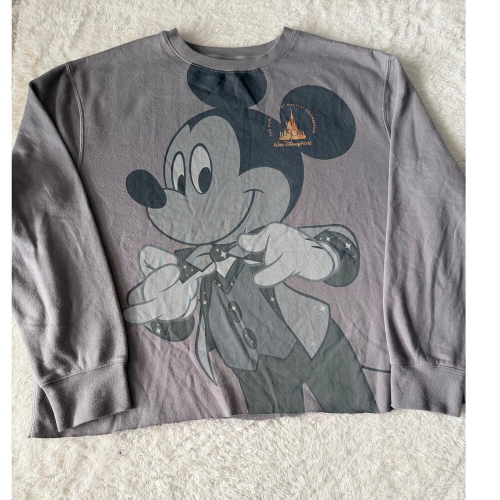 Disney Walt Disney World 50th Mickey Graphic Sweatshirt XL Gray